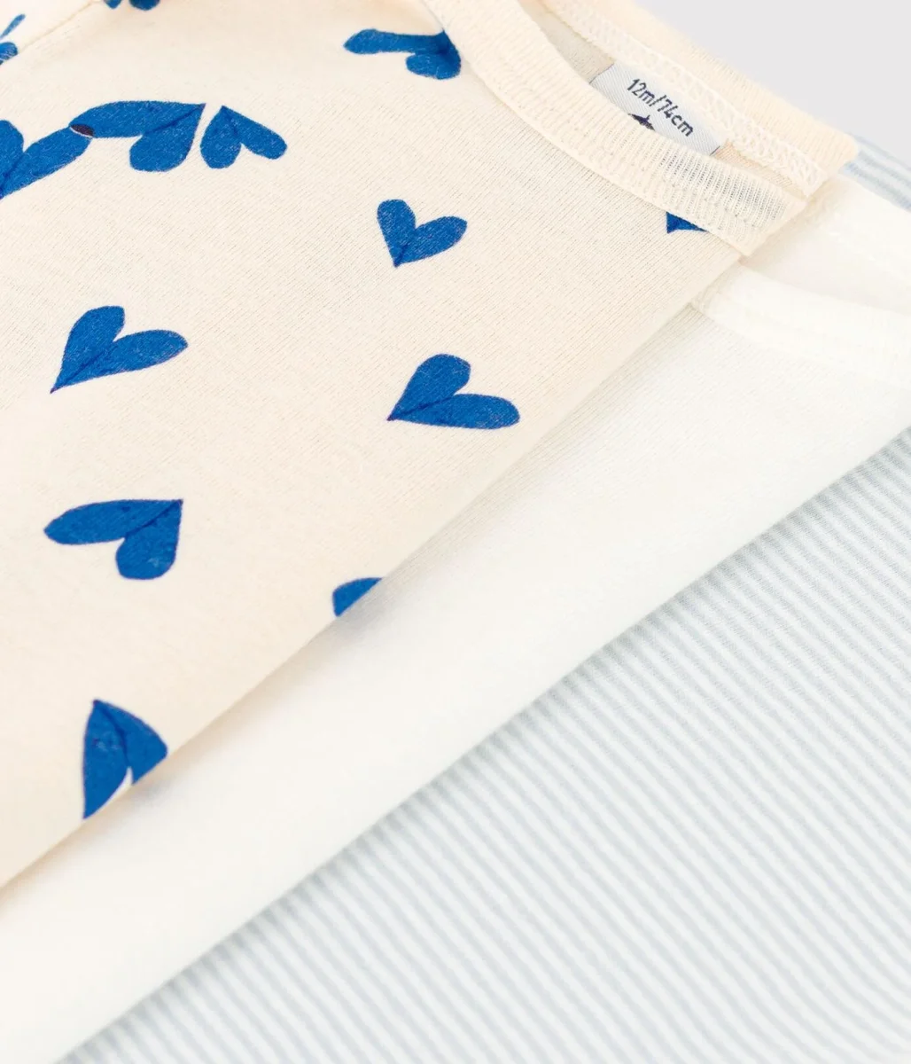 CONFEZIONE DA 3 BODY IN COTONE CON CUORI BLU - immagine 3