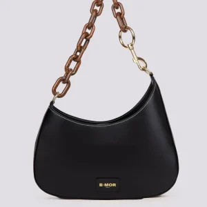 Borsa In Pelle nera Con Tracolla In Osso Curvy