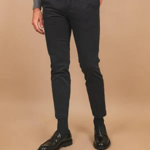 PANTALONE TASCA A FILO IN COTONE LISCIO BLU