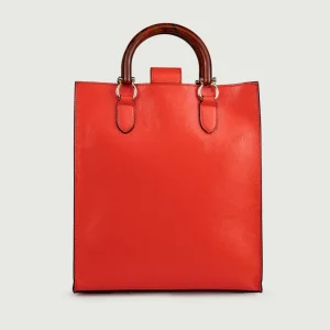 CARTELLA IN PELLE NAPLAK CORALLO CON MANICI IN RESINA "EMPIRE"