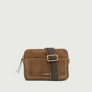 Borsa a tracolla in camoscio Nina color cognac