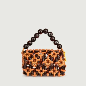 BORSA A BAULETTO IN RESINA MULTICOLOR MARRONE "BUBBLE"