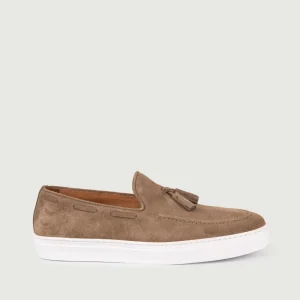 MOCASSINO STILE SNEAKER TAUPE CON NAPPINE