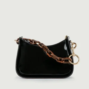 BORSA A SPALLA GLAMMY NERA IN PELLE VERNICE