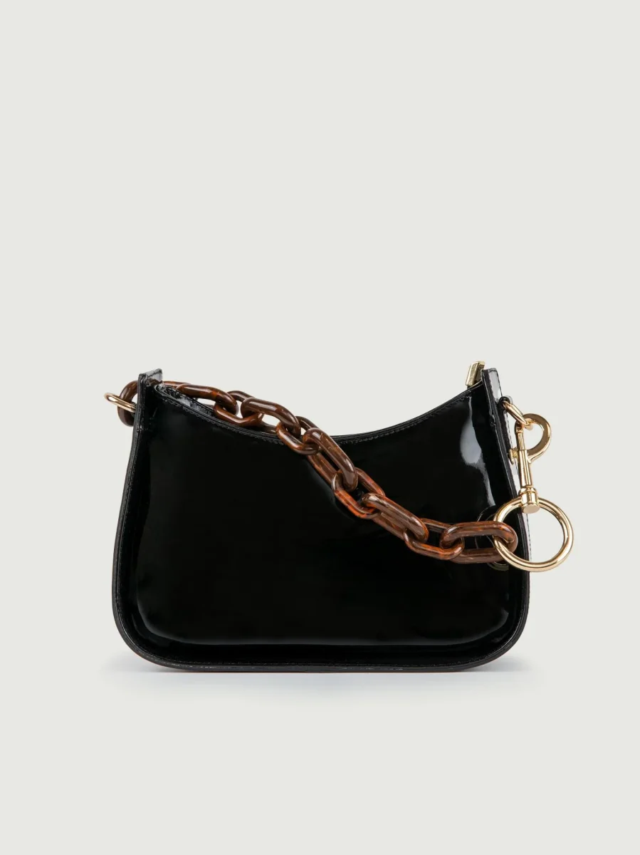BORSA A SPALLA GLAMMY NERA IN PELLE VERNICE
