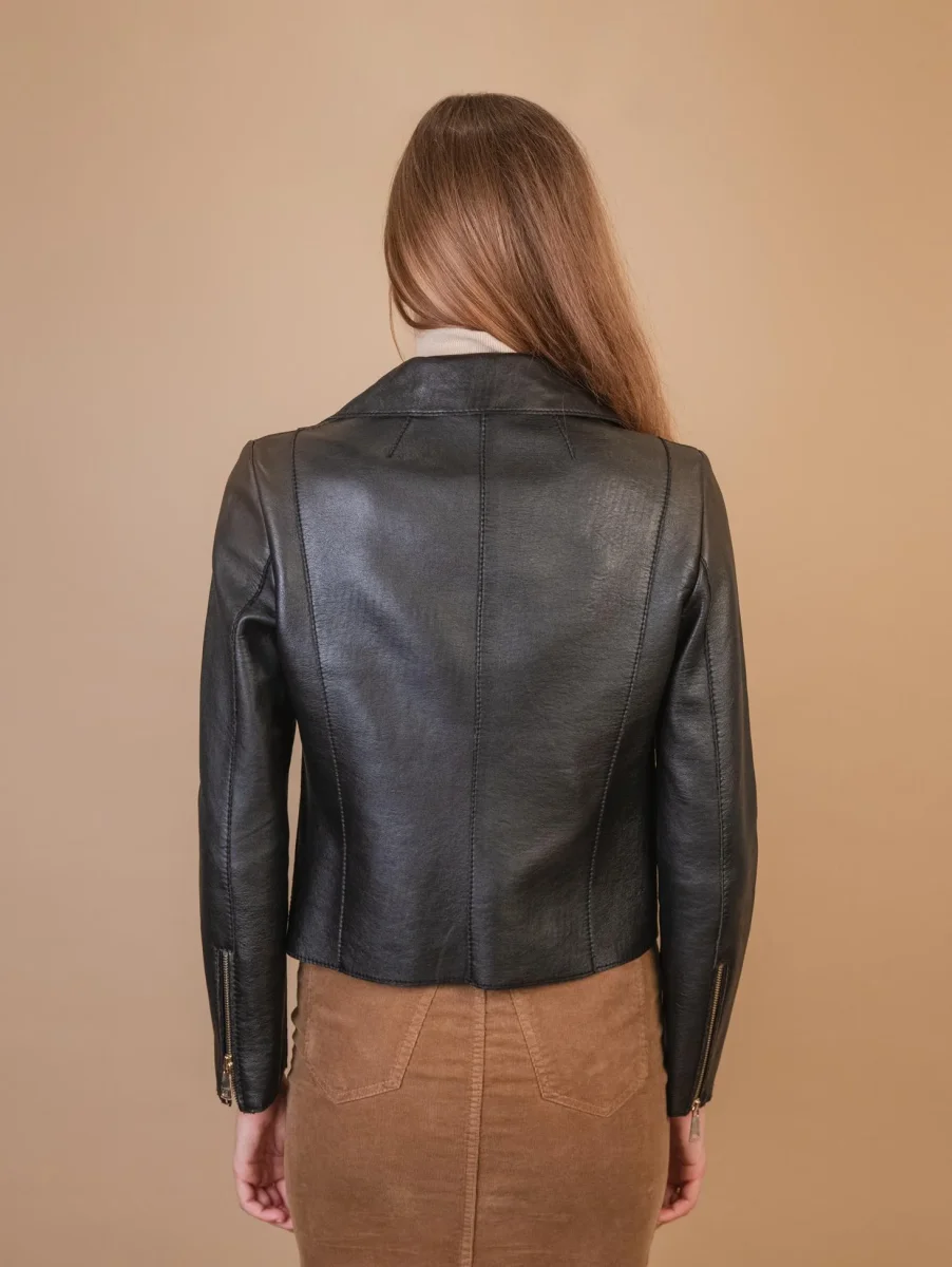 CHIODO IN PELLE SFODERATO MARRONE - immagine 8