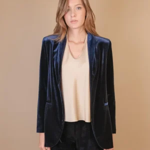 BLAZER APERTO IN VELLUTO BLU