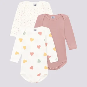 CONFEZIONE DA 3 BODY IN COTONE A CUORI