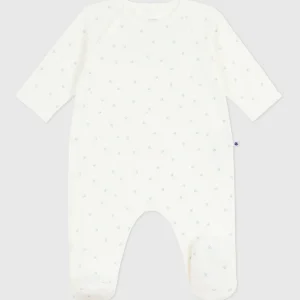 Tutina con piedini in cotone con stampa blu