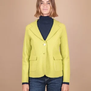 GIACCA SFODERATA IN LANA COTTA VERDE ACIDO