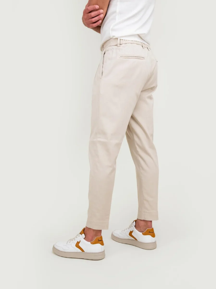 PANTALONE MISTO COTONE BEIGE CON PENCES - immagine 3