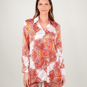 CAMICIA CAFTANO FANTASIA ROSA E BIANCO