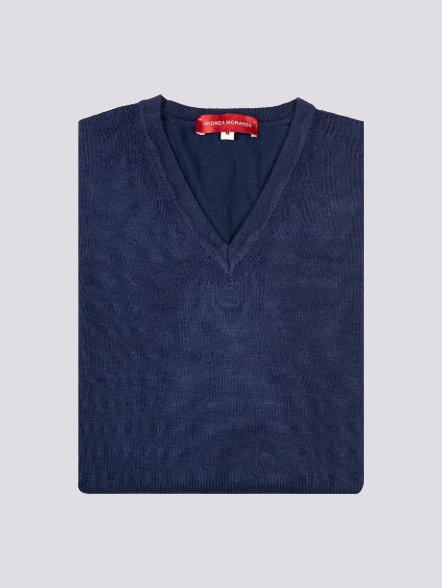 MAGLIA SCOLLO A V BLU COBALTO - immagine 6