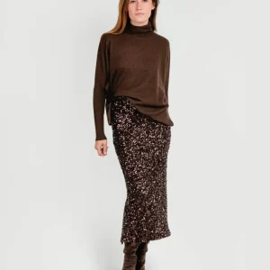 LONGUETTE CON PAILLETTES MARRONE