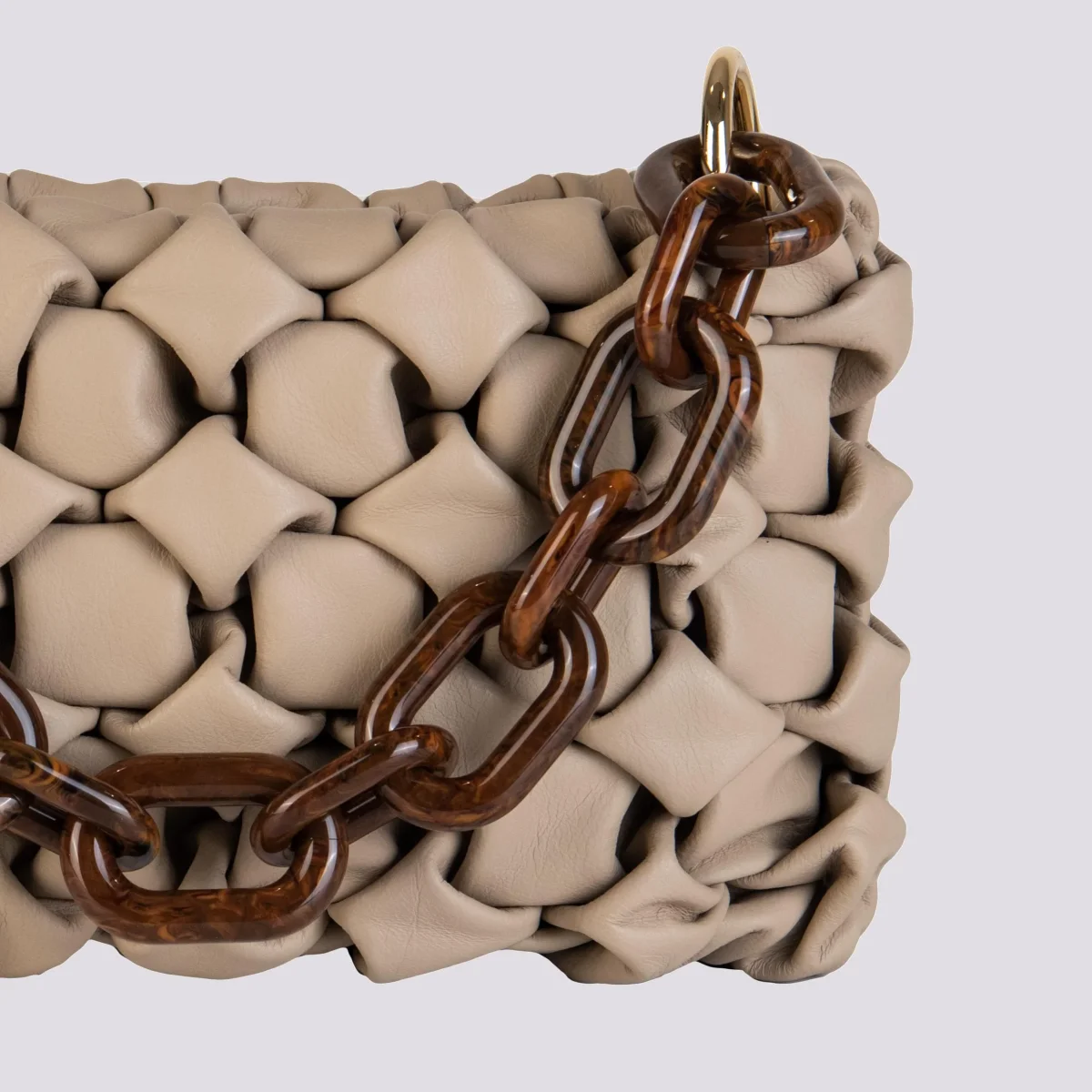 BORSA "CURLY " IN PELLE INTRECCIATA COLOR CAPPUCCINO - immagine 5