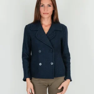 BLAZER DOPPIOPETTO IN LANA COTTA BLU