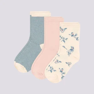 CONFEZIONE DA 3 PAIA DI CALZINI BAMBINA CON MOTIVO UCCELLI