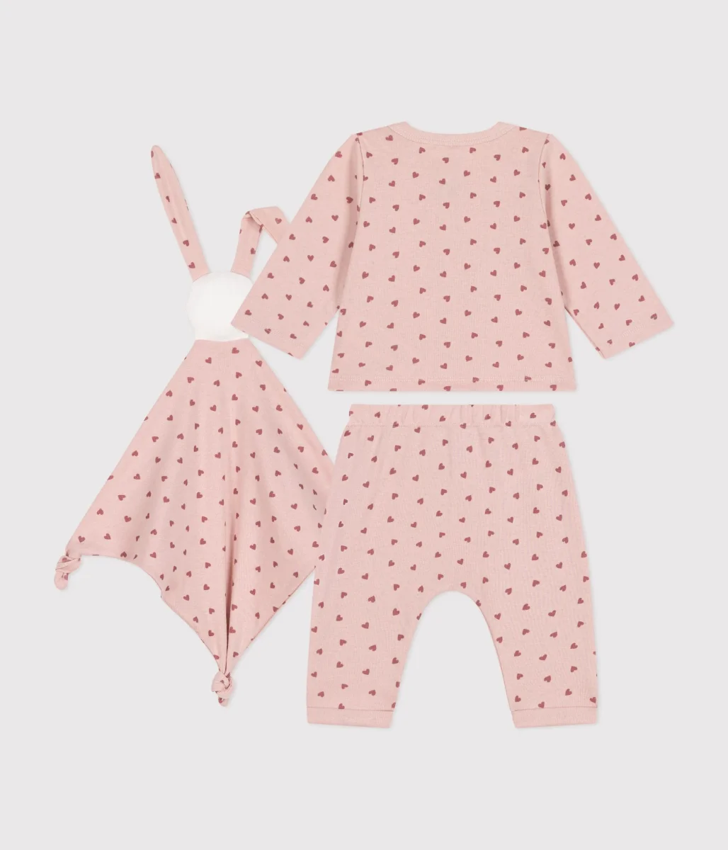 Set rosa con doudou stampa cuori - immagine 3