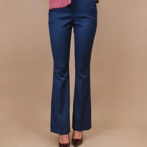 PANTALONE A ZAMPA IN TESSUTO BLU