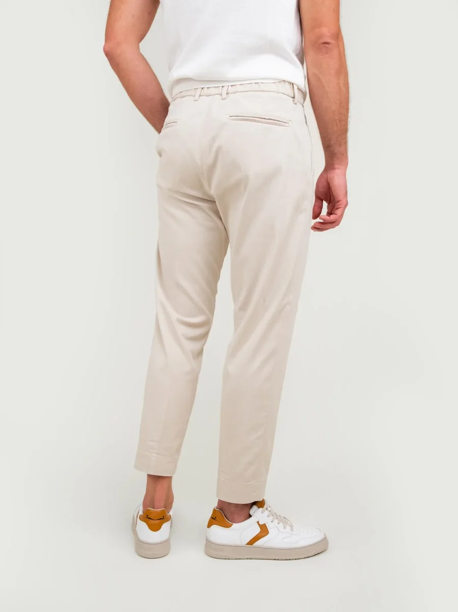 PANTALONE MISTO COTONE BEIGE CON PENCES - immagine 4