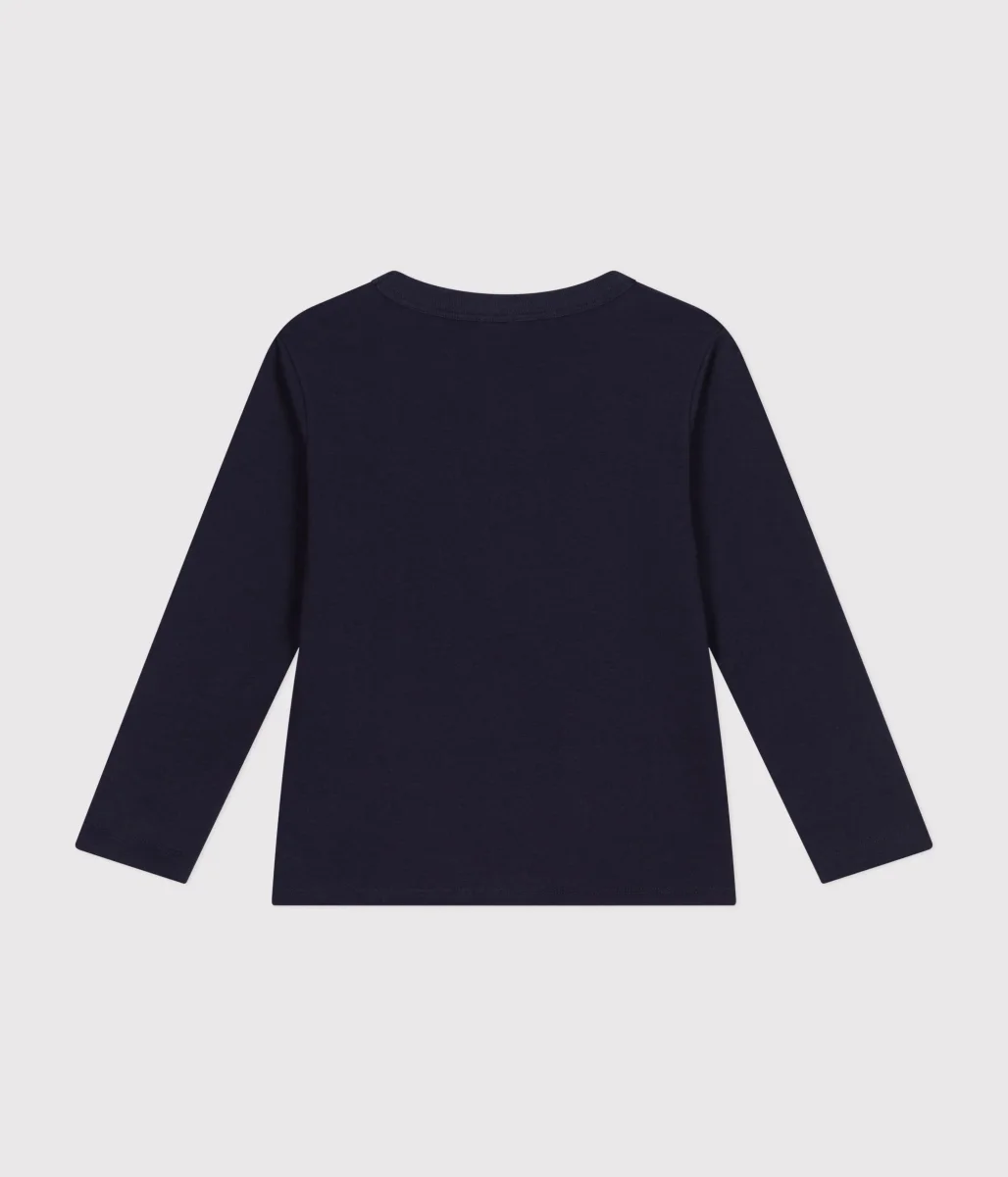 T-shirt blu a maniche lunghe in jersey sottile bambino - immagine 3