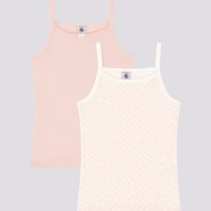 CONFEZIONE DA 2 CANOTTIERE BAMBINO CON SPALLINE IN COTONE A FIORI