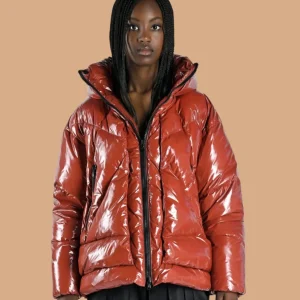 PIUMINO corto lucido rosso Eugenie