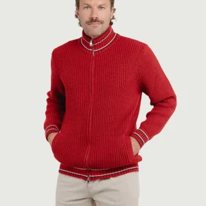 MAGLIONE A COLLO ALTO CON ZIP ROSSO