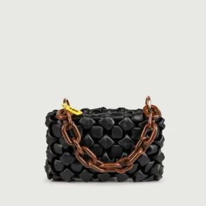 BORSA IN PELLE INTRECCIATA NERO "CURLY"