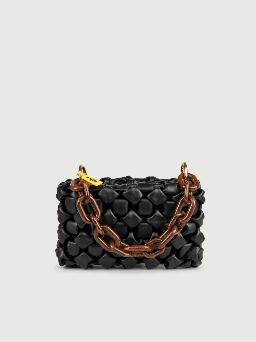 BORSA IN PELLE INTRECCIATA NERO "CURLY"