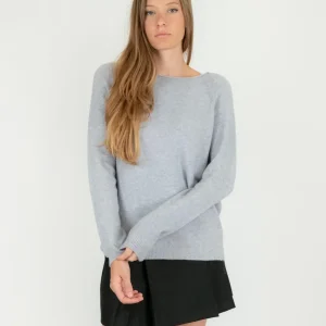 MAGLIA SCOLLO A BARCA GRIGIO PERLA