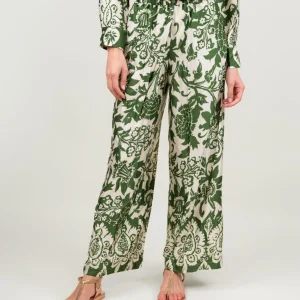 PANTALONE A PALAZZO IN FANTASIA VERDE