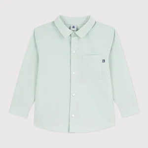 Camicia in cotone e lino verde acqua