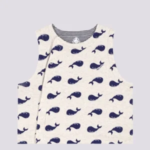 GILET SENZA MANICHE BEBÈ DOUBLE FACE CON MOTIVO BALENE