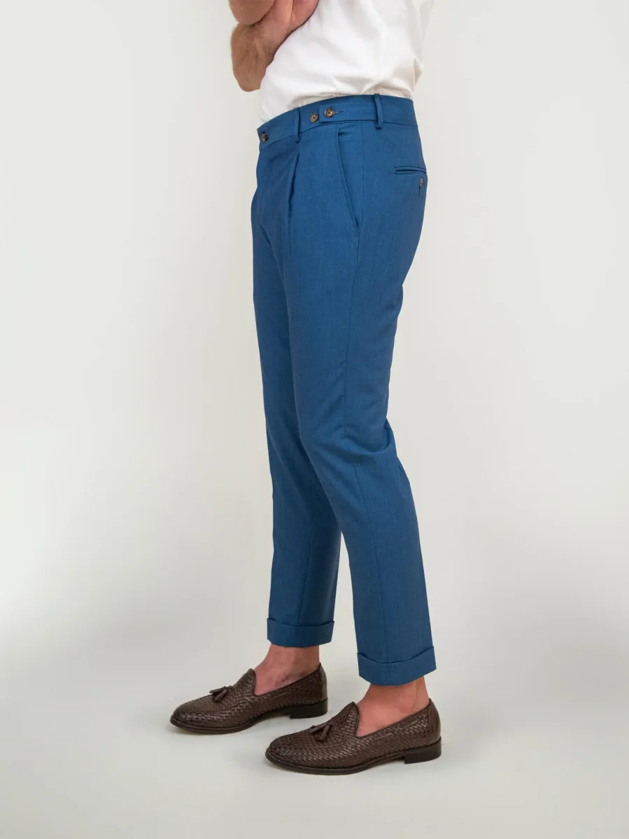 PANTALONE CON PINCES COLOR JEANS - immagine 3