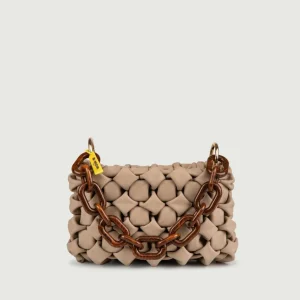 BORSA IN PELLE INTRECCIATA BEIGE "CURLY"