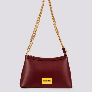 BORSA  QUEEN CON CATENA ORO  IN PELLE BORDEAUX