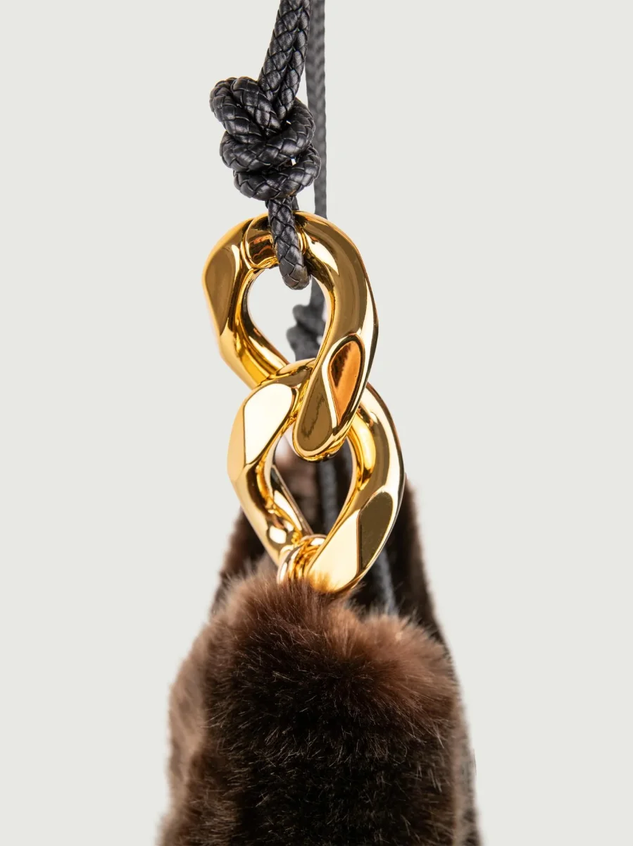 BORSA A SPALLA IN ECOPELLICCIA MARRONE - immagine 4