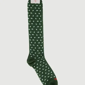 CALZA COTONE CASHMERE VERDE MOTIVO PECORELLE