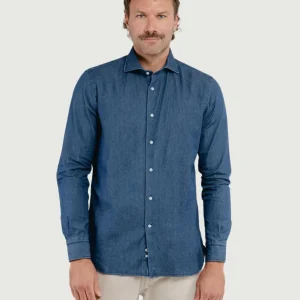 CAMICIA SLIM IN DENIM SCURO