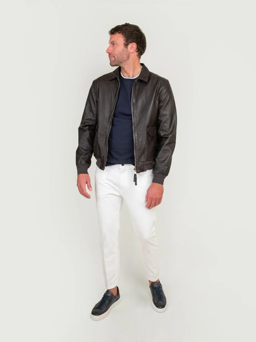 GIACCA IN PELLE MARRONE INVECCHIATA - immagine 6