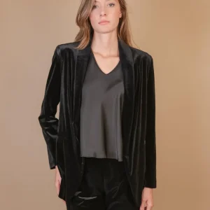 BLAZER APERTO IN VELLUTO NERO
