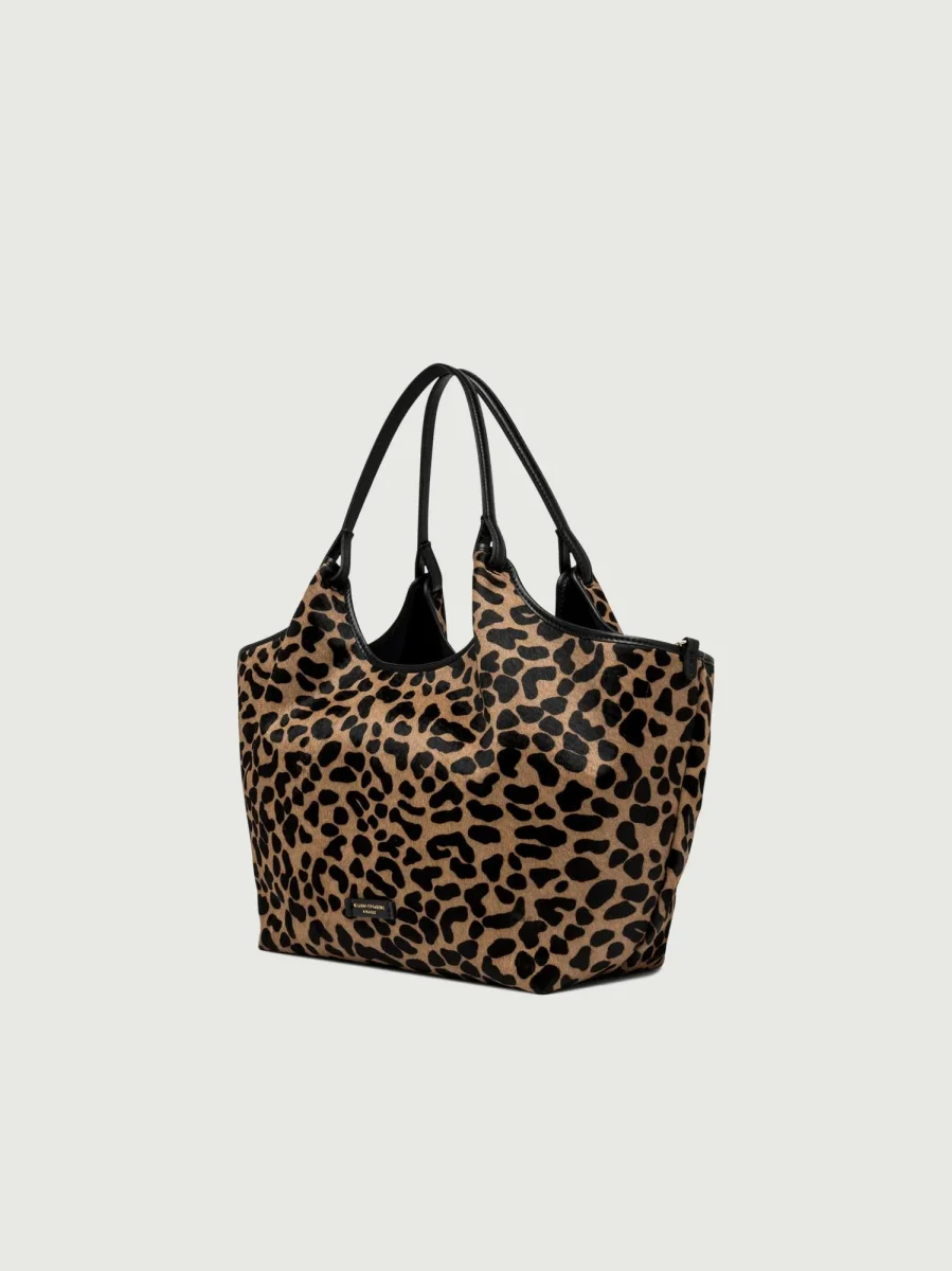 Borsa a spalla Dua in pelle color leo macchia nero-nero - immagine 4