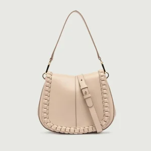 Borsa a spalla Helena Round special in pelle Cream