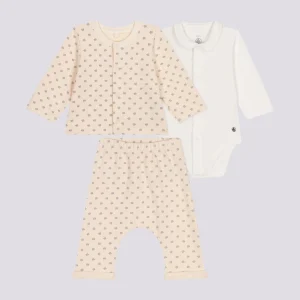 COMPLETO 3 PEZZI IN TESSUTO FELPATO LEGGERO BEBÈ