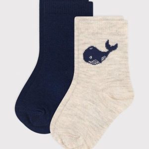 2 paia di calzini bebè in cotone con stampa balena