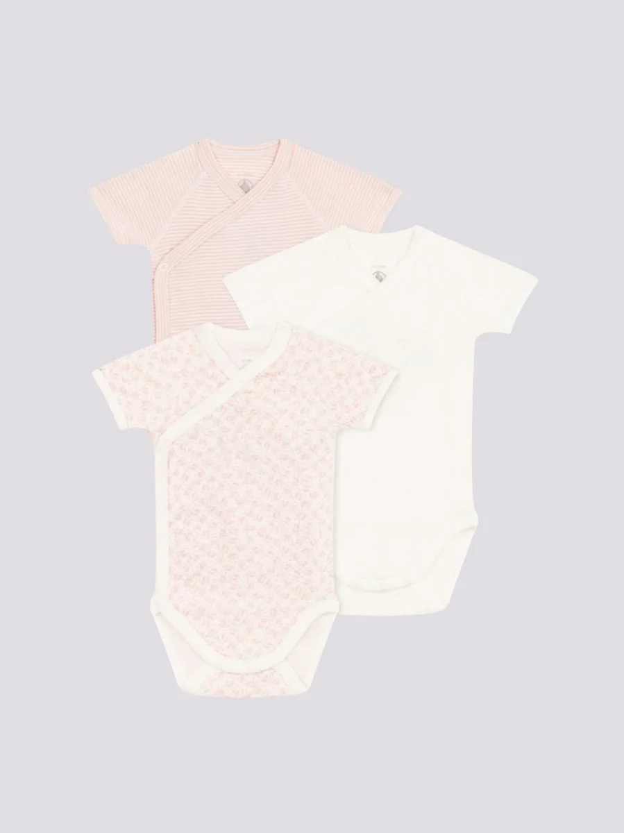 CONFEZIONE DA 3 BODY INCROCIATI IN COTONE BEBÈ