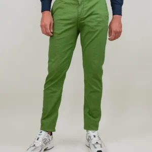 Pantalone in cotone verde con tasche a filo