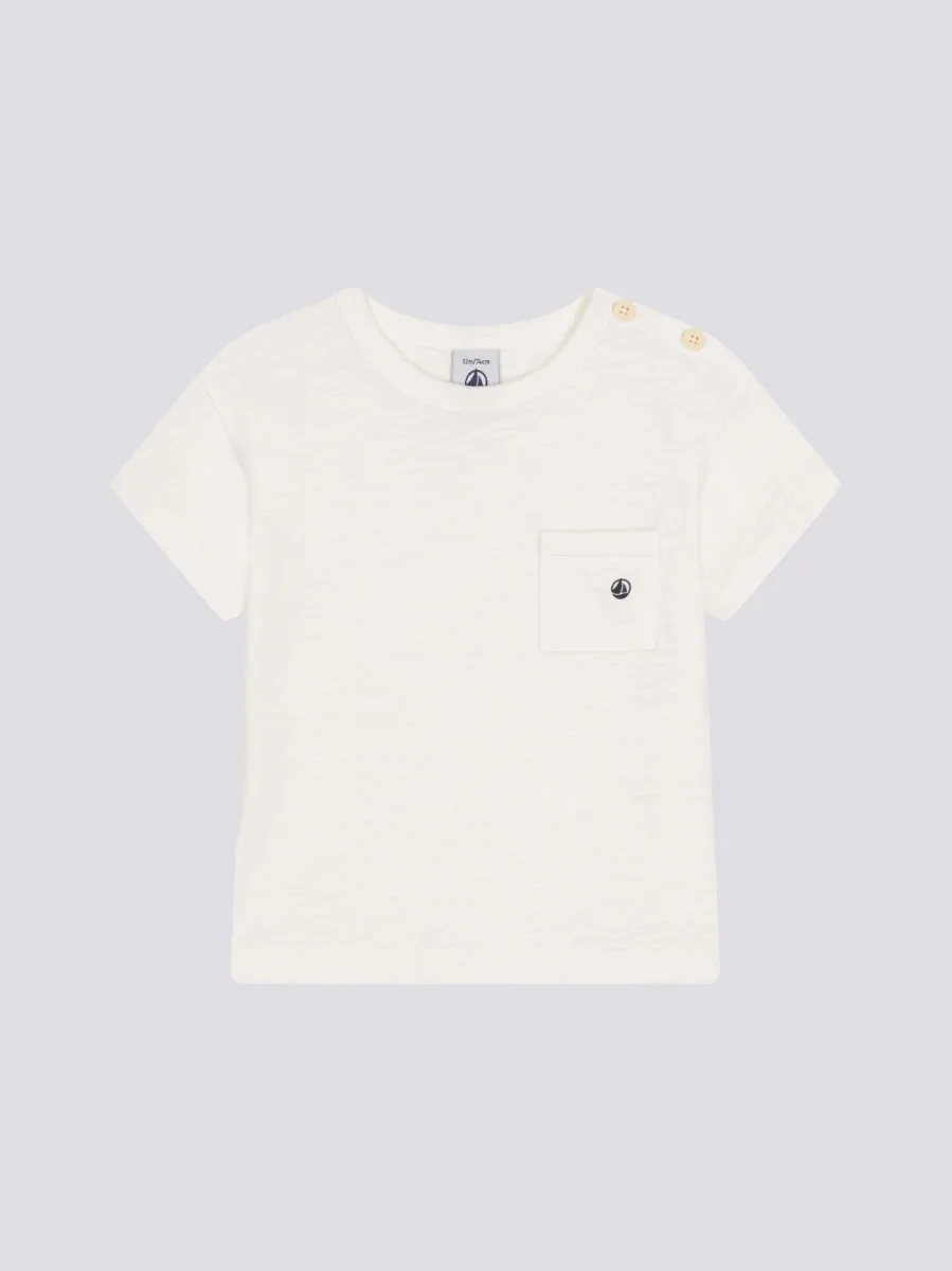 T-SHIRT BIANCA BEBÈ IN JERSEY FIAMMATO