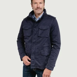FIELD JACKET IN COTONE CON IMBOTTITURA SEPARABILE BLU NAVY